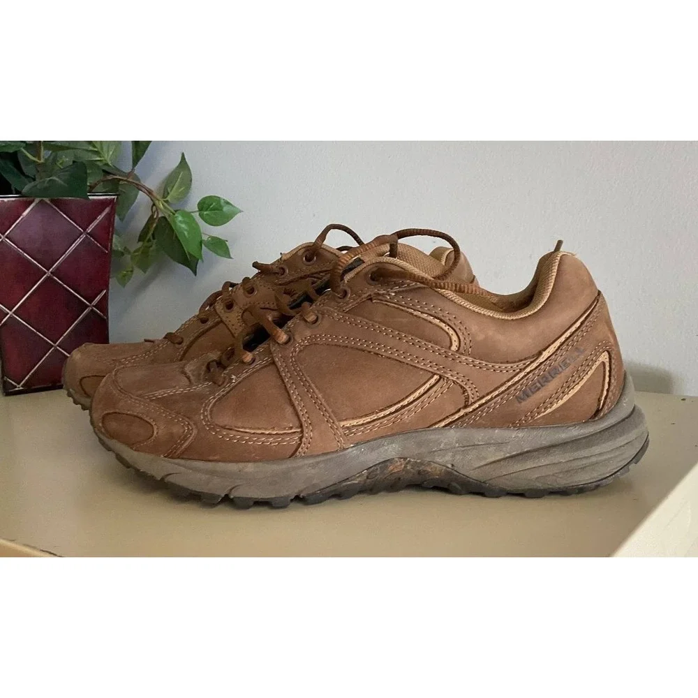 Merrell Meridian Hiking Shoes Mens Size 8 Dark‎ Earth Leather J16261 Outdoor